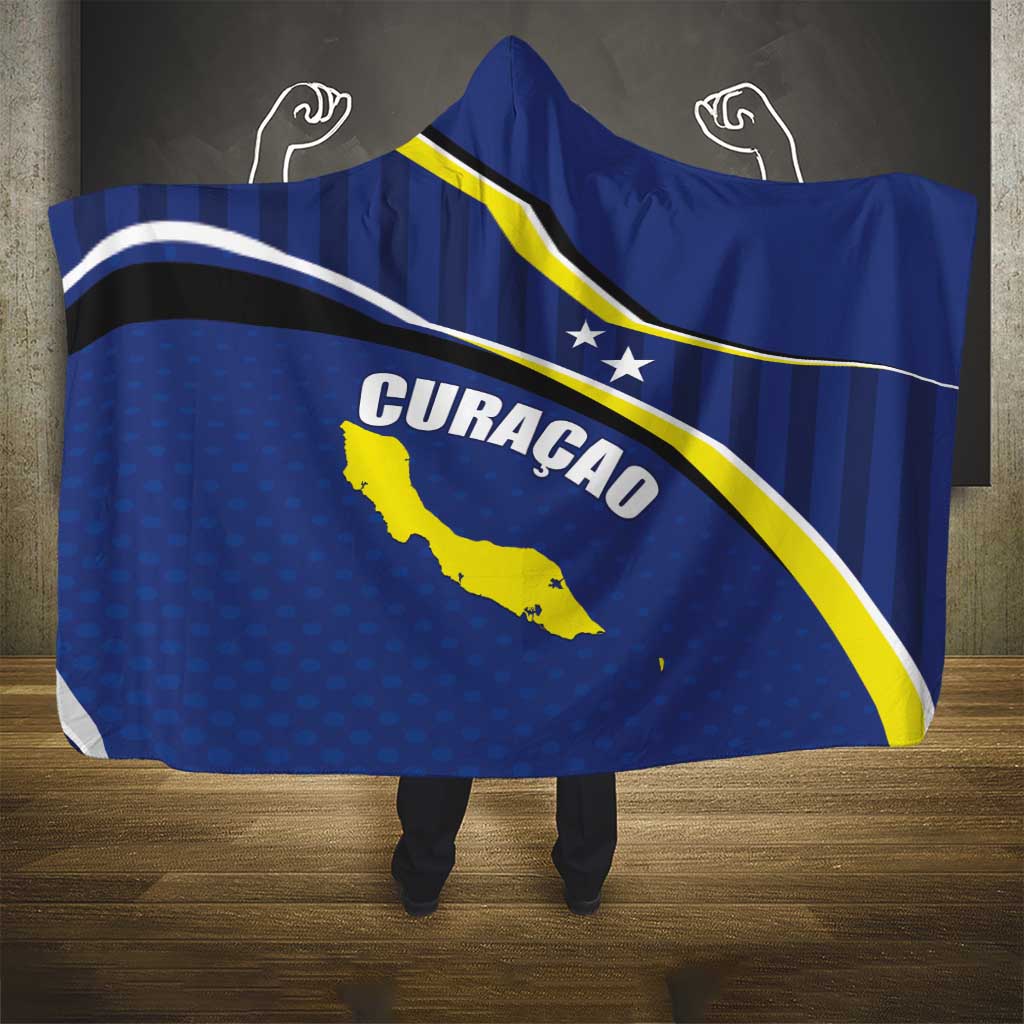 Curacao Flag Day Hooded Blanket Korsou Map Simple Style