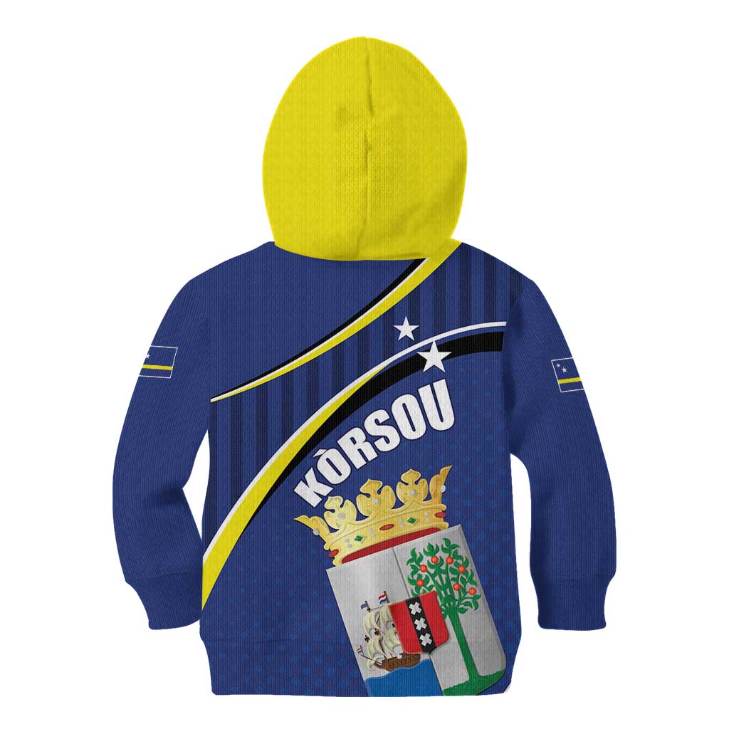 Curacao Flag Day Kid Hoodie Korsou Map Simple Style
