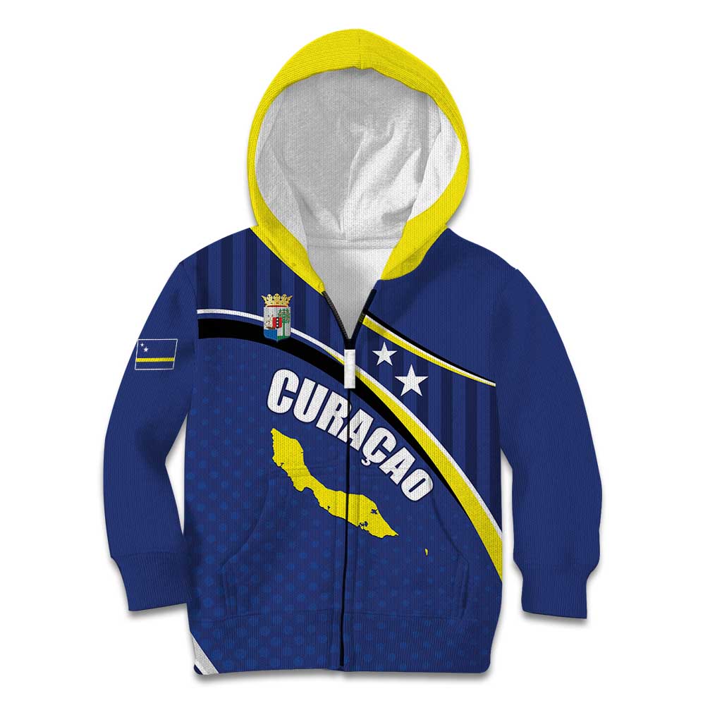 Curacao Flag Day Kid Hoodie Korsou Map Simple Style