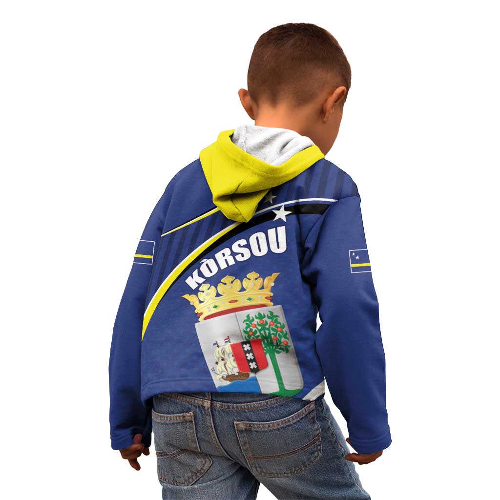 Curacao Flag Day Kid Hoodie Korsou Map Simple Style
