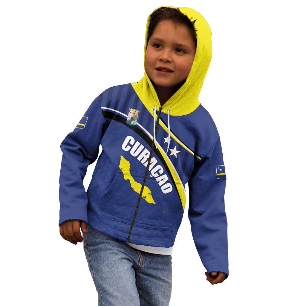 Curacao Flag Day Kid Hoodie Korsou Map Simple Style