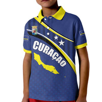 Curacao Flag Day Kid Polo Shirt Korsou Map Simple Style