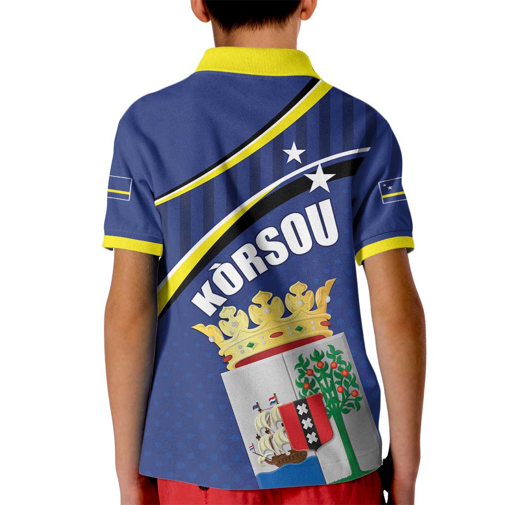 Curacao Flag Day Kid Polo Shirt Korsou Map Simple Style