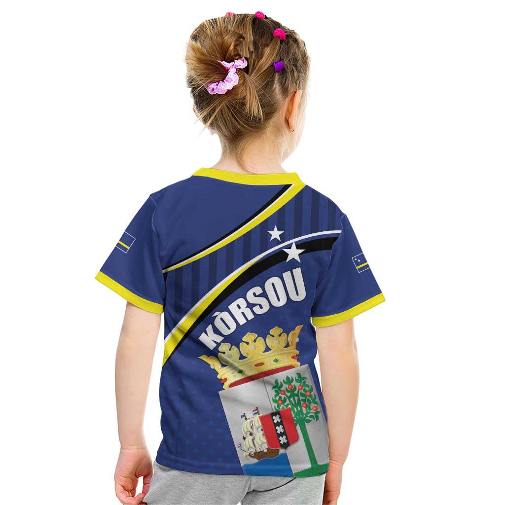 Curacao Flag Day Kid T Shirt Korsou Map Simple Style