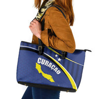 Curacao Flag Day Leather Tote Bag Korsou Map Simple Style