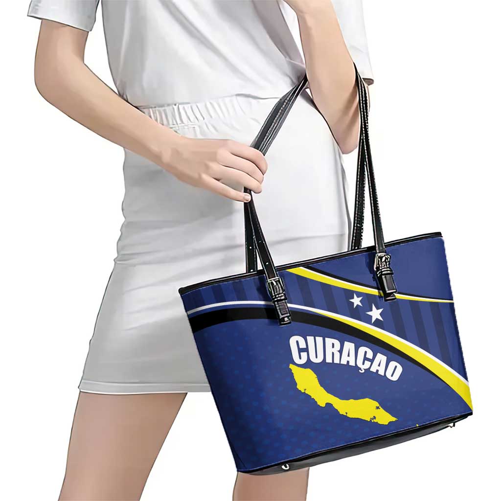 Curacao Flag Day Leather Tote Bag Korsou Map Simple Style