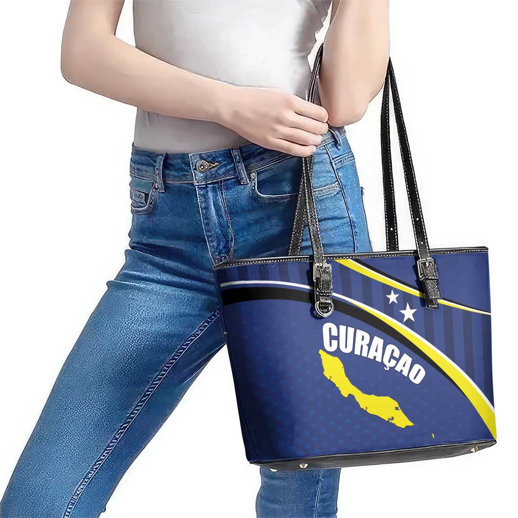 Curacao Flag Day Leather Tote Bag Korsou Map Simple Style