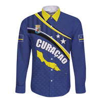 Curacao Flag Day Long Sleeve Button Shirt Korsou Map Simple Style