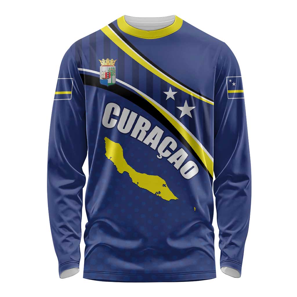 Curacao Flag Day Long Sleeve Shirt Korsou Map Simple Style