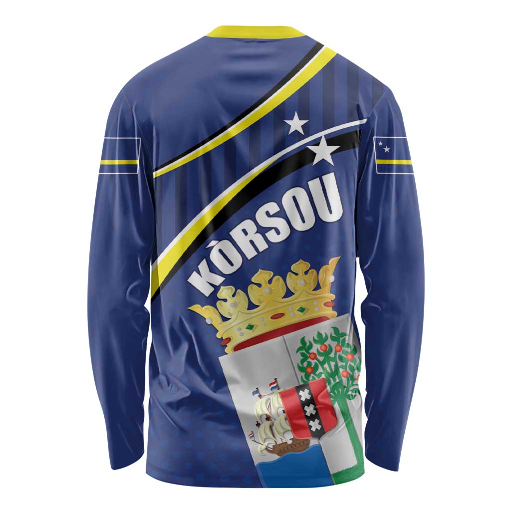 Curacao Flag Day Long Sleeve Shirt Korsou Map Simple Style