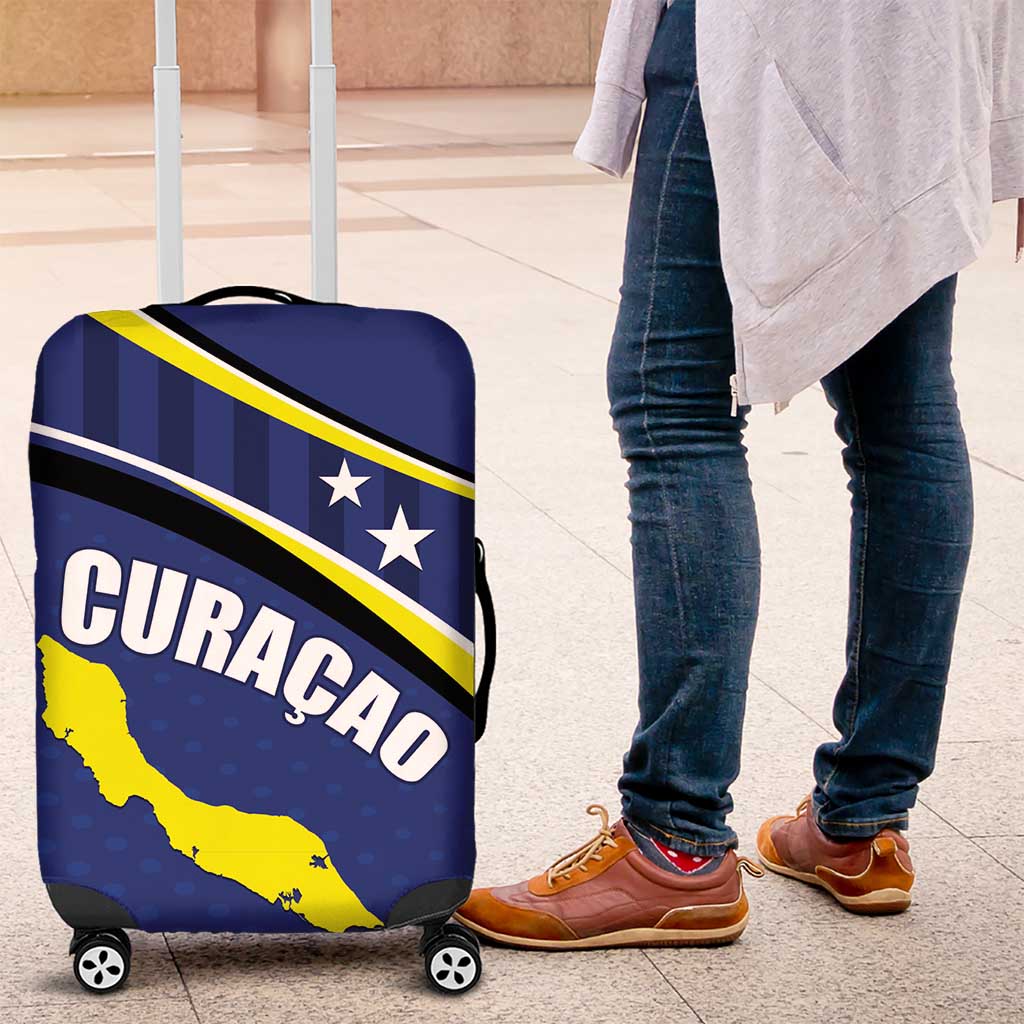 Curacao Flag Day Luggage Cover Korsou Map Simple Style