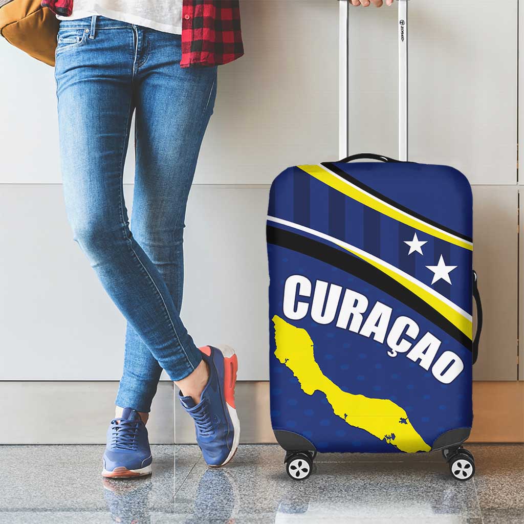 Curacao Flag Day Luggage Cover Korsou Map Simple Style