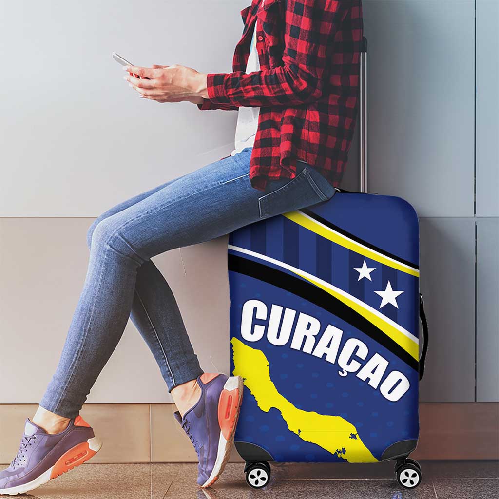Curacao Flag Day Luggage Cover Korsou Map Simple Style