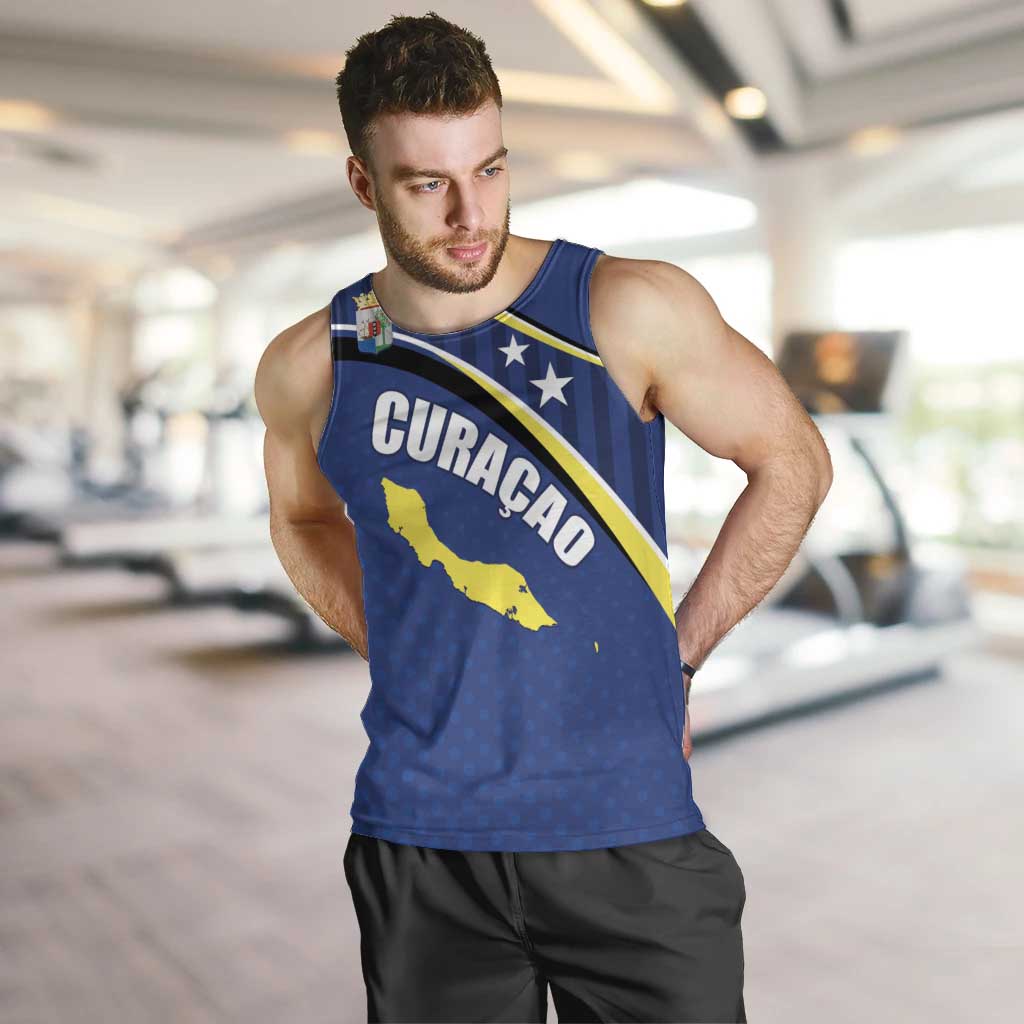Curacao Flag Day Men Tank Top Korsou Map Simple Style