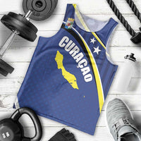 Curacao Flag Day Men Tank Top Korsou Map Simple Style