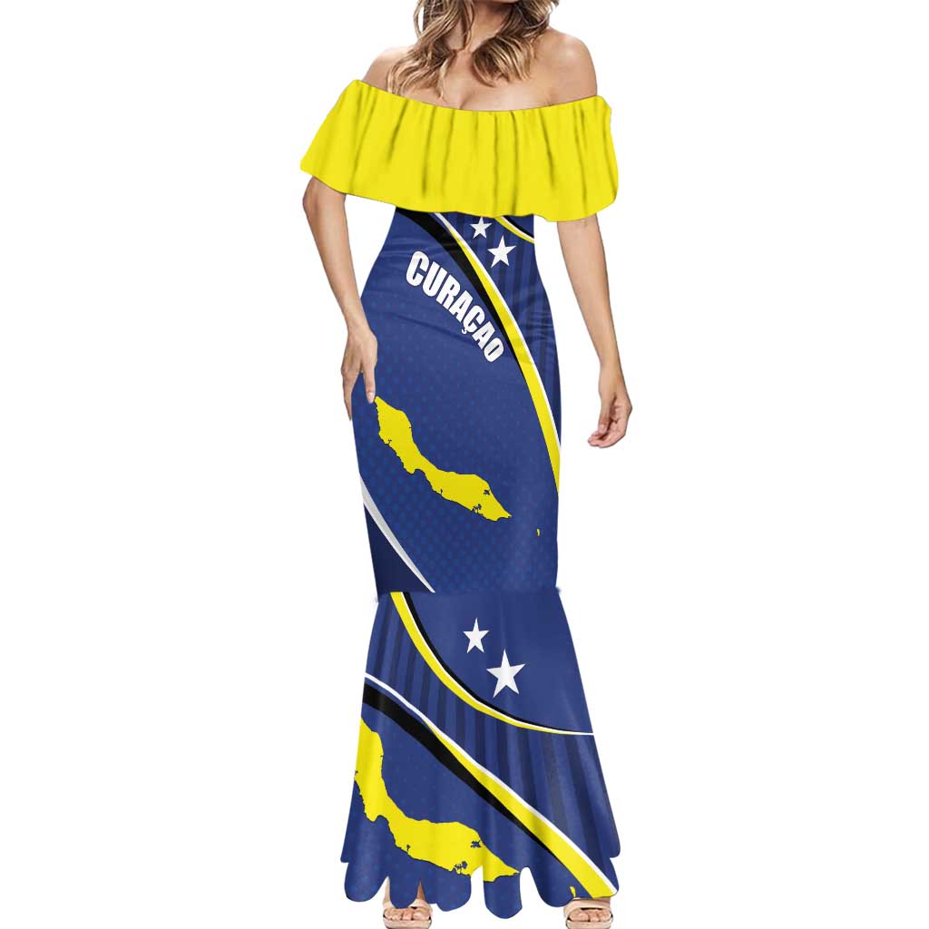 Curacao Flag Day Mermaid Dress Korsou Map Simple Style