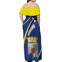 Curacao Flag Day Off Shoulder Maxi Dress Korsou Map Simple Style