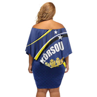 Curacao Flag Day Off Shoulder Short Dress Korsou Map Simple Style