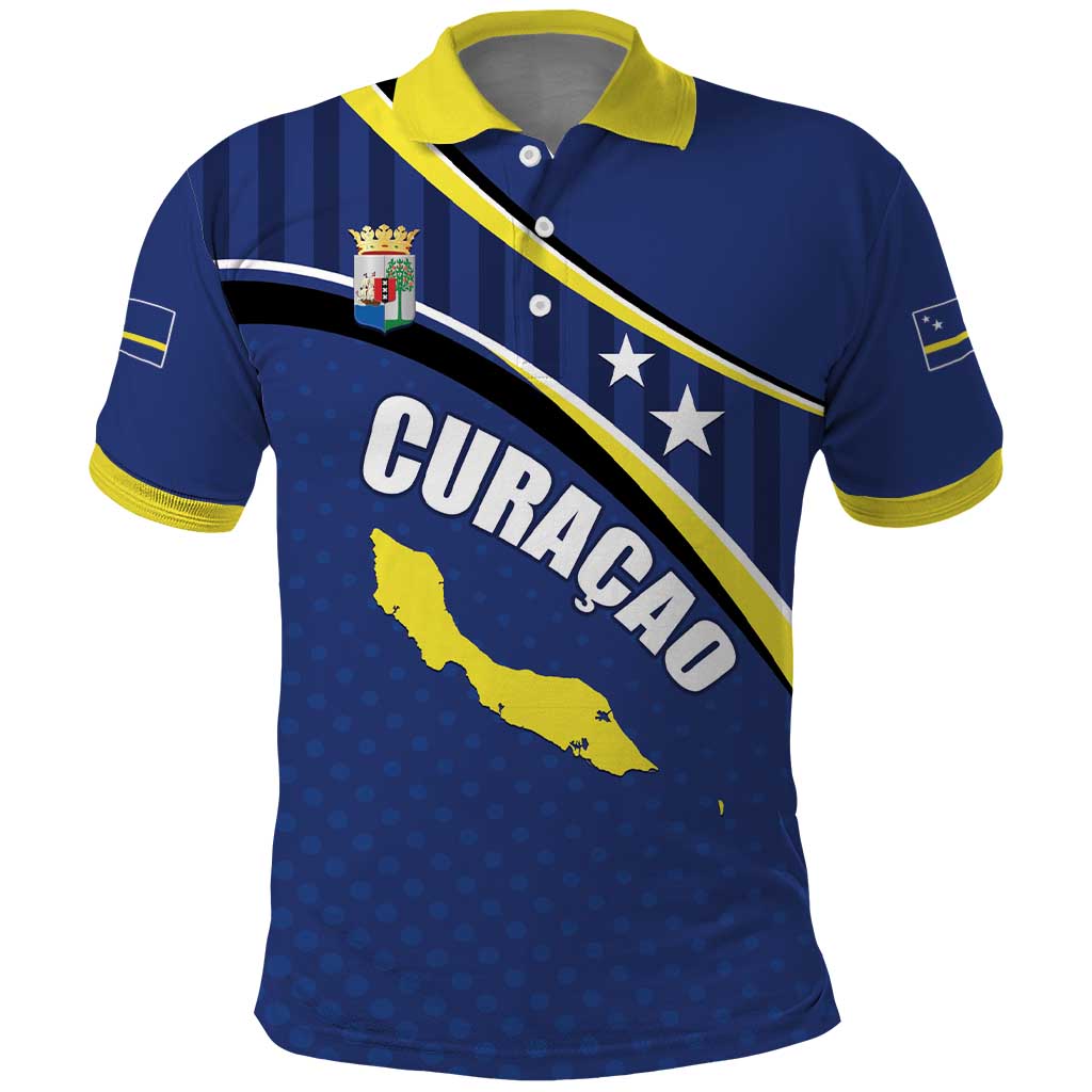 Curacao Flag Day Polo Shirt Korsou Map Simple Style