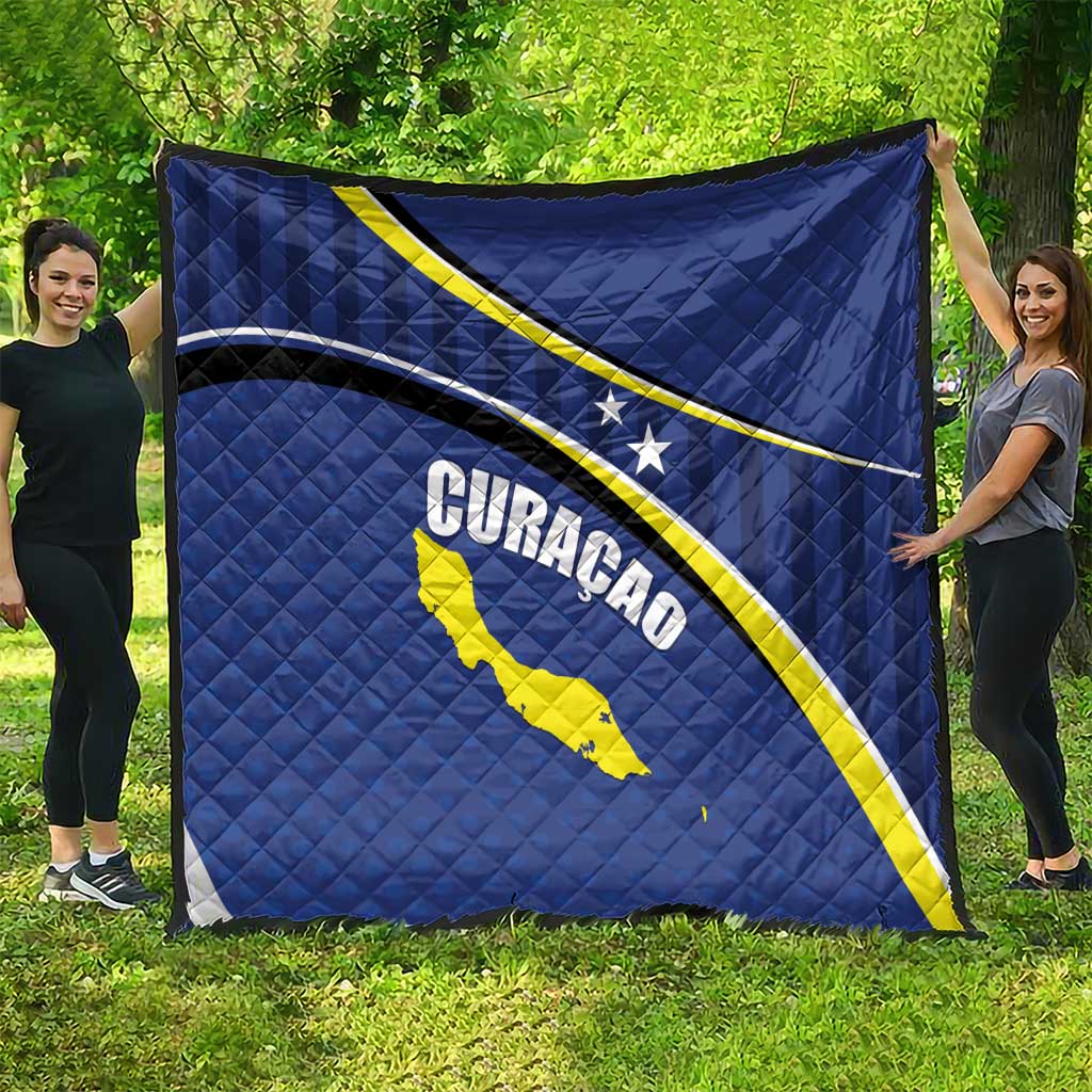 Curacao Flag Day Quilt Korsou Map Simple Style