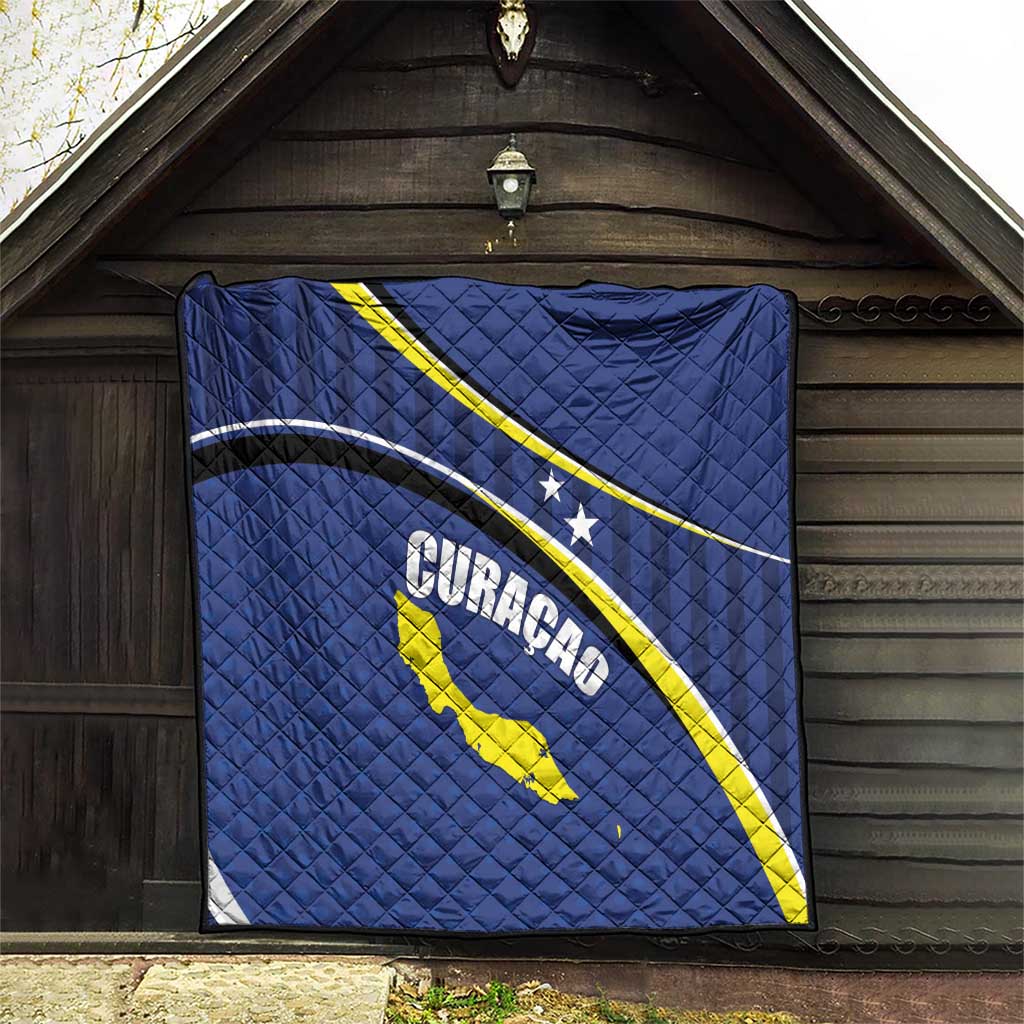 Curacao Flag Day Quilt Korsou Map Simple Style