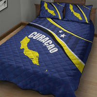 Curacao Flag Day Quilt Bed Set Korsou Map Simple Style