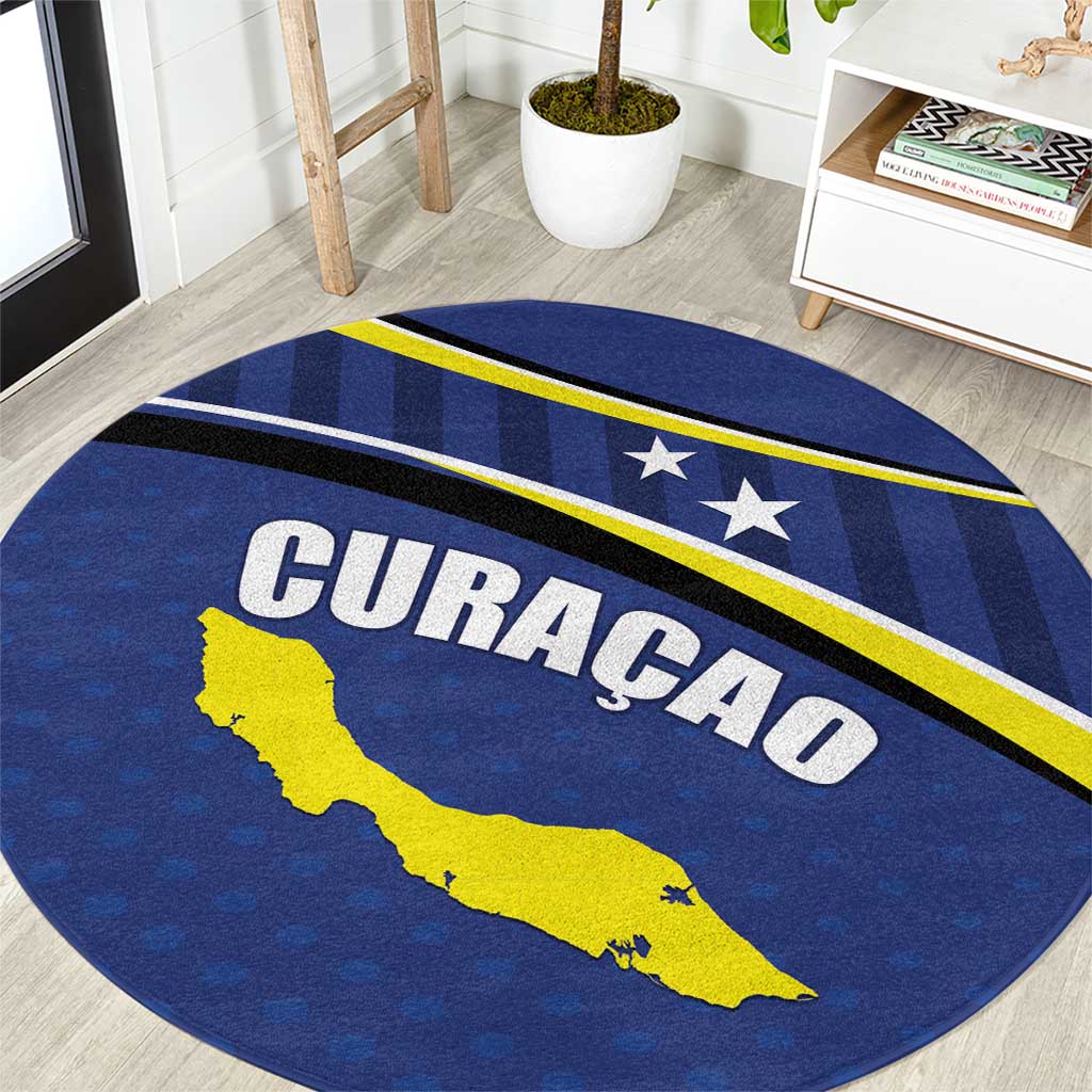 Curacao Flag Day Round Carpet Korsou Map Simple Style