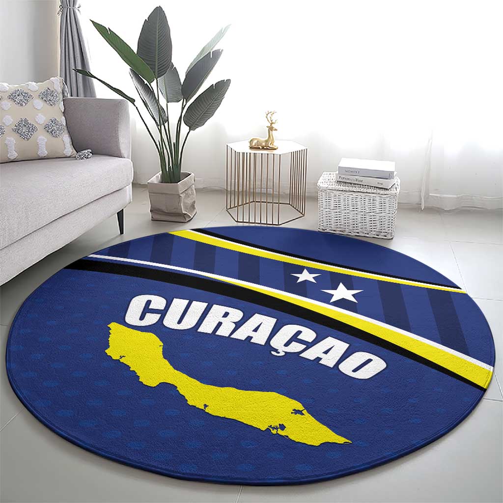 Curacao Flag Day Round Carpet Korsou Map Simple Style