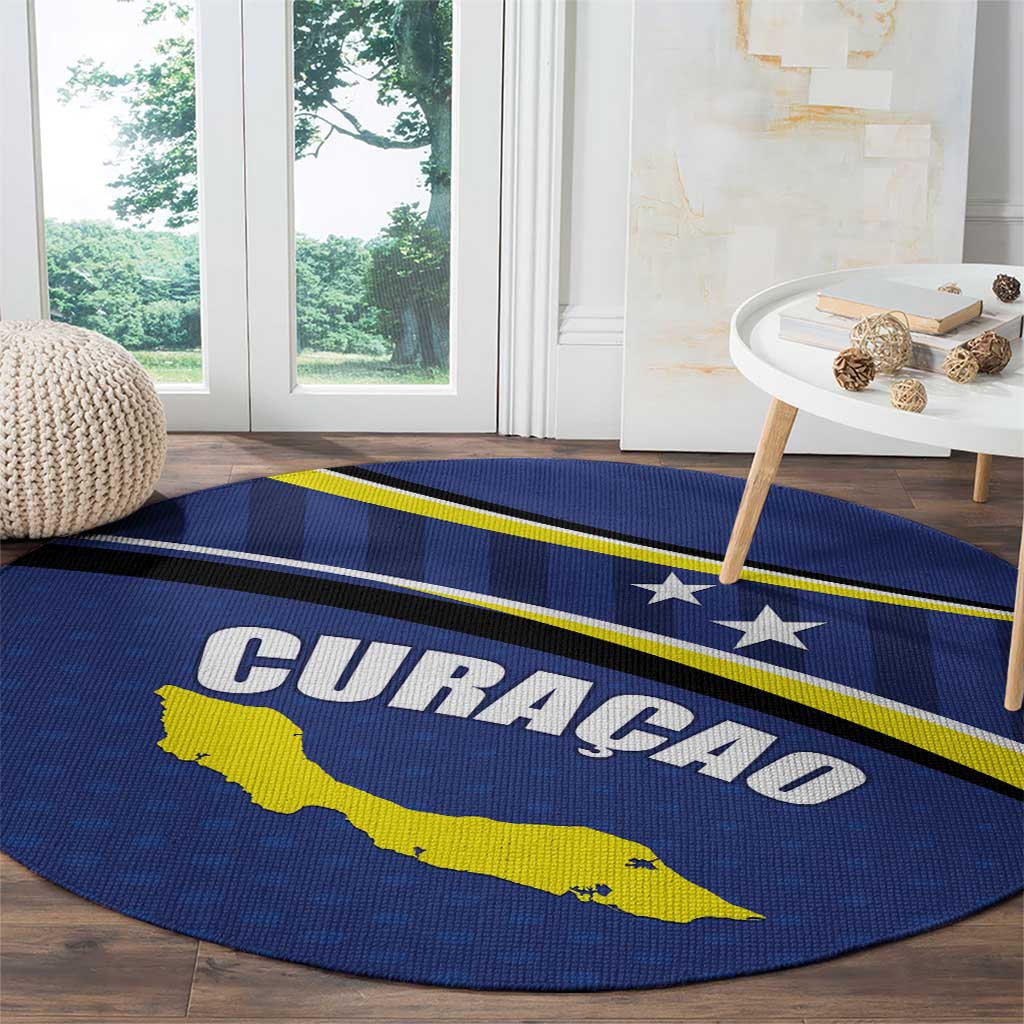 Curacao Flag Day Round Carpet Korsou Map Simple Style