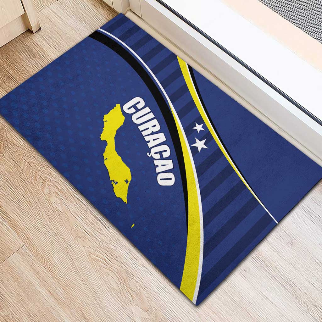 Curacao Flag Day Rubber Doormat Korsou Map Simple Style