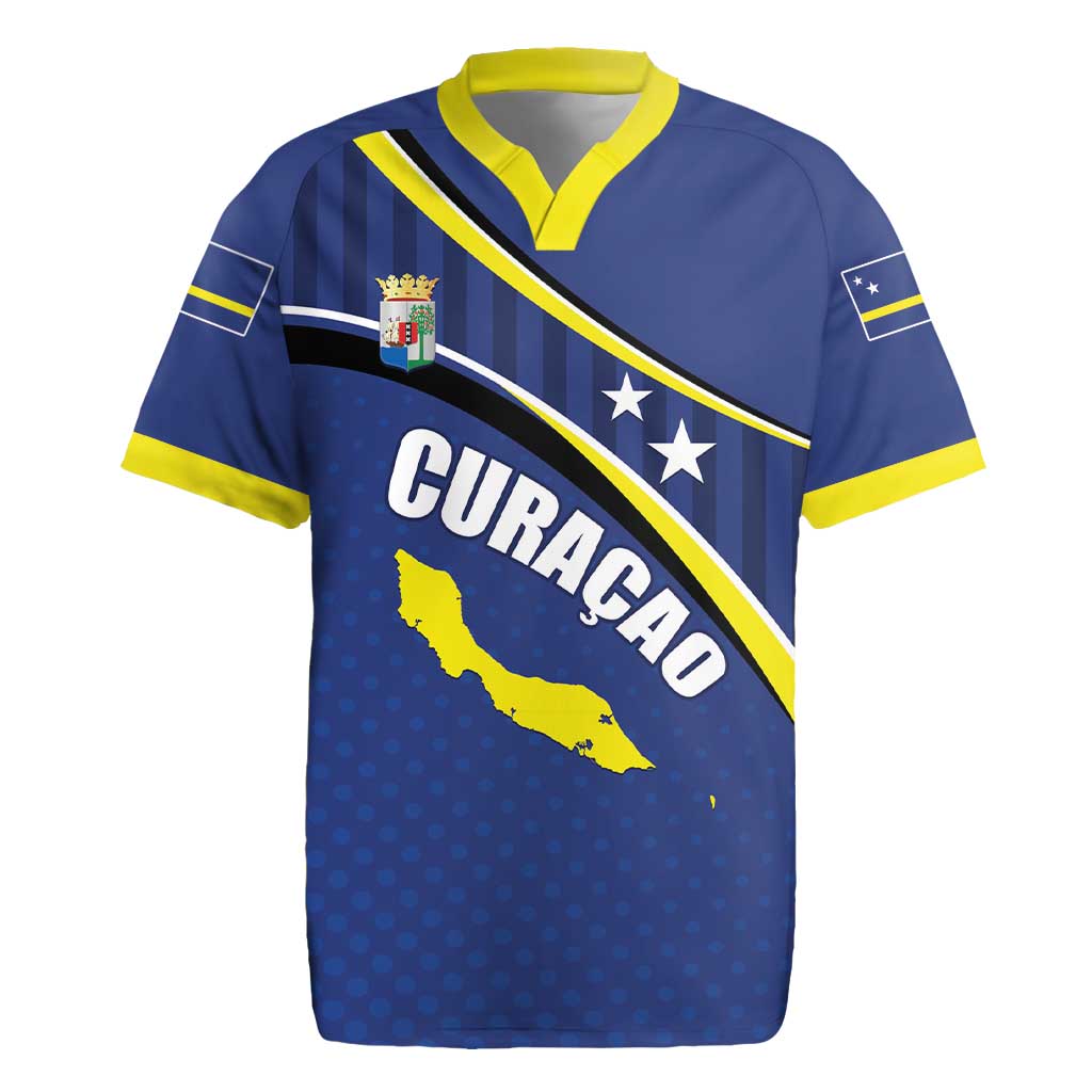 Curacao Flag Day Rugby Jersey Korsou Map Simple Style
