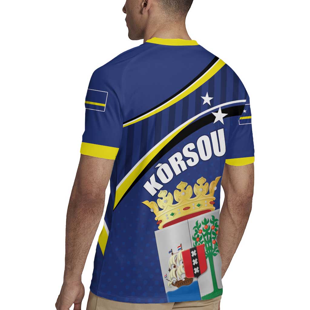 Curacao Flag Day Rugby Jersey Korsou Map Simple Style
