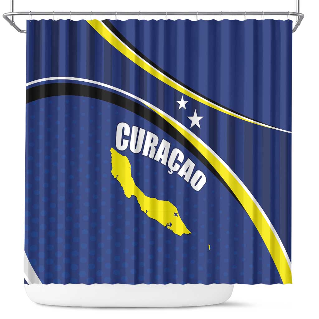 Curacao Flag Day Shower Curtain Korsou Map Simple Style