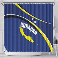Curacao Flag Day Shower Curtain Korsou Map Simple Style