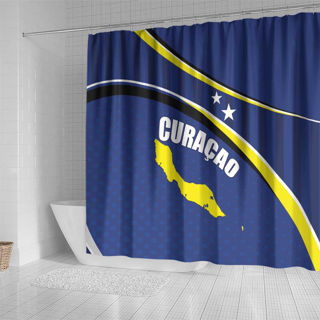 Curacao Flag Day Shower Curtain Korsou Map Simple Style
