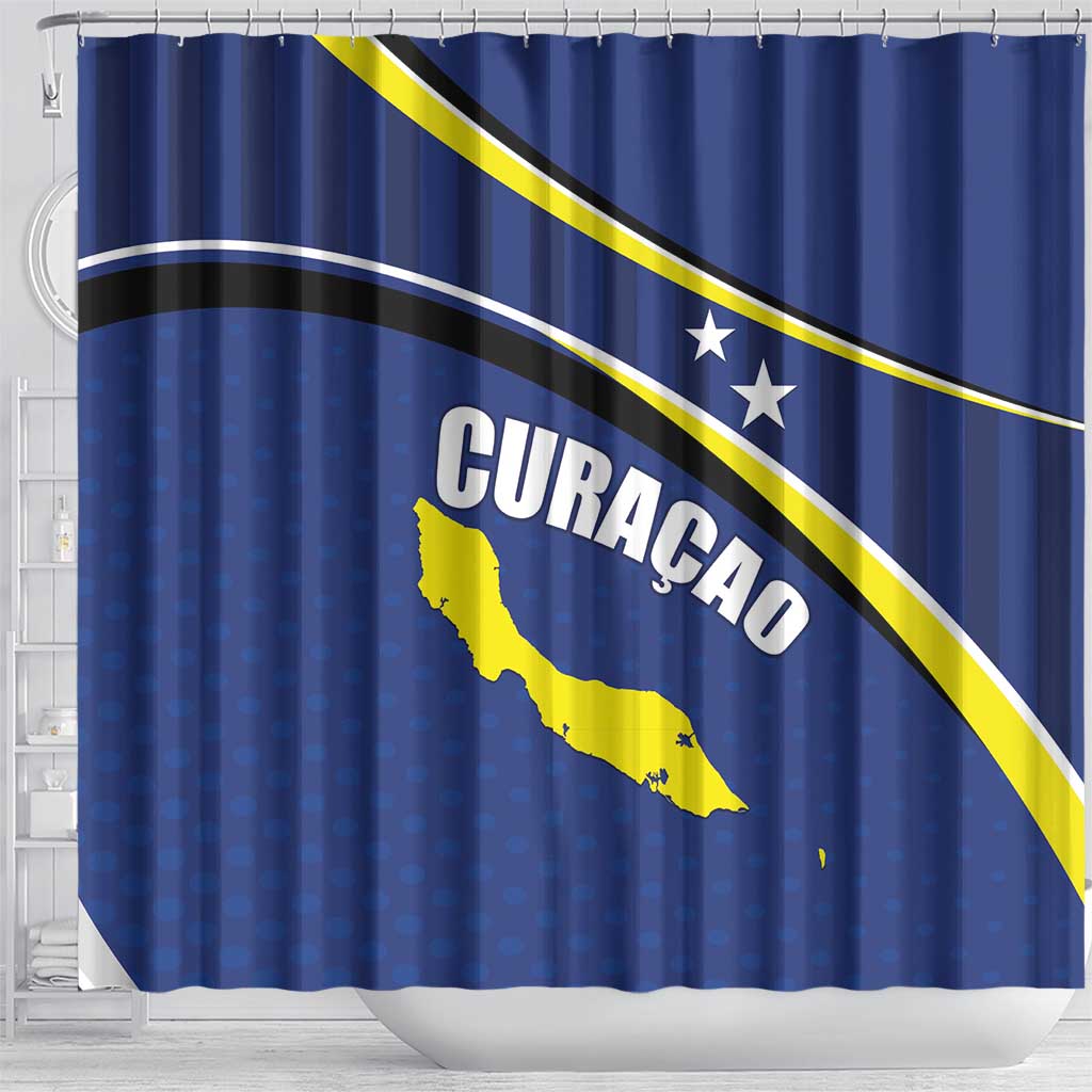 Curacao Flag Day Shower Curtain Korsou Map Simple Style
