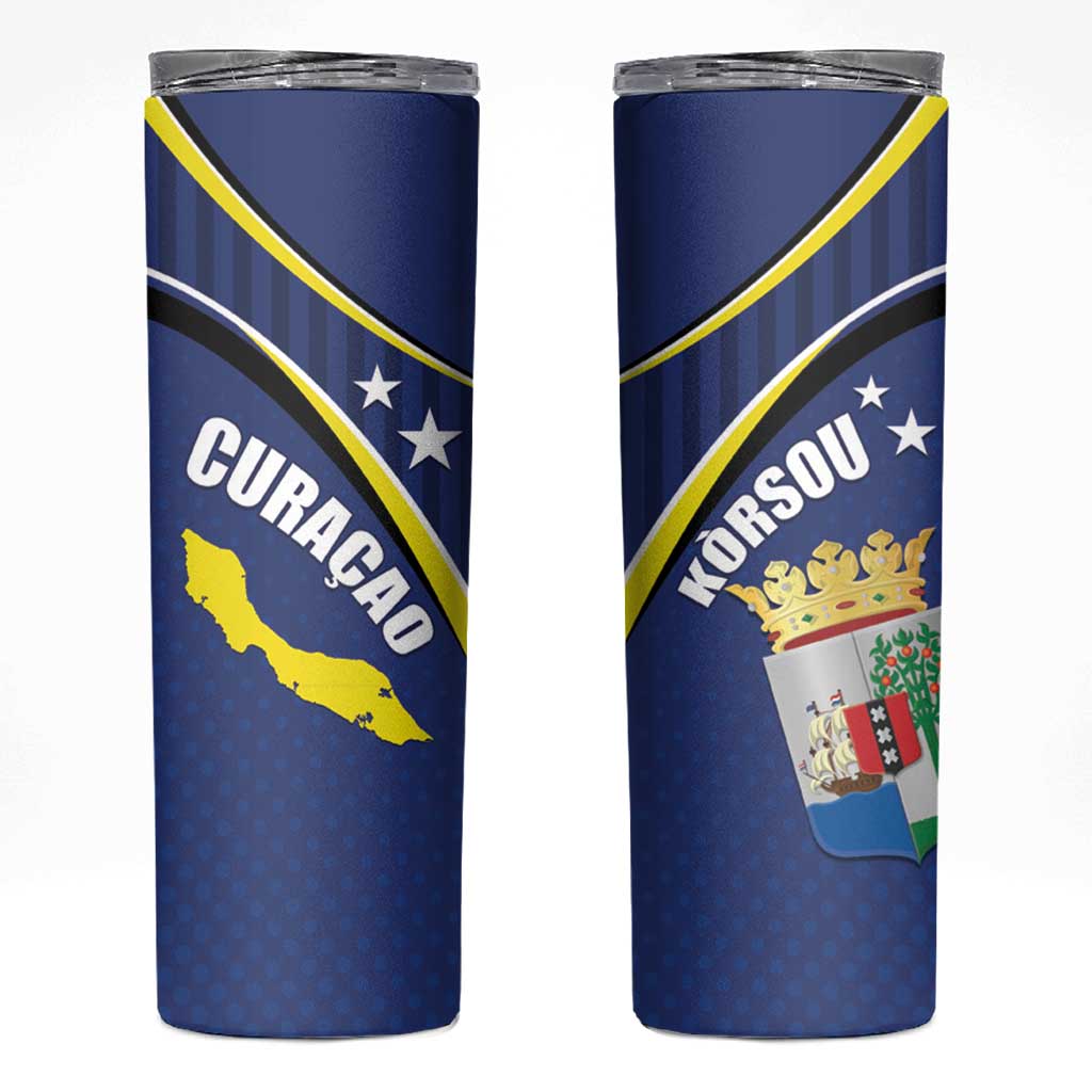 Curacao Flag Day Skinny Tumbler Korsou Map Simple Style