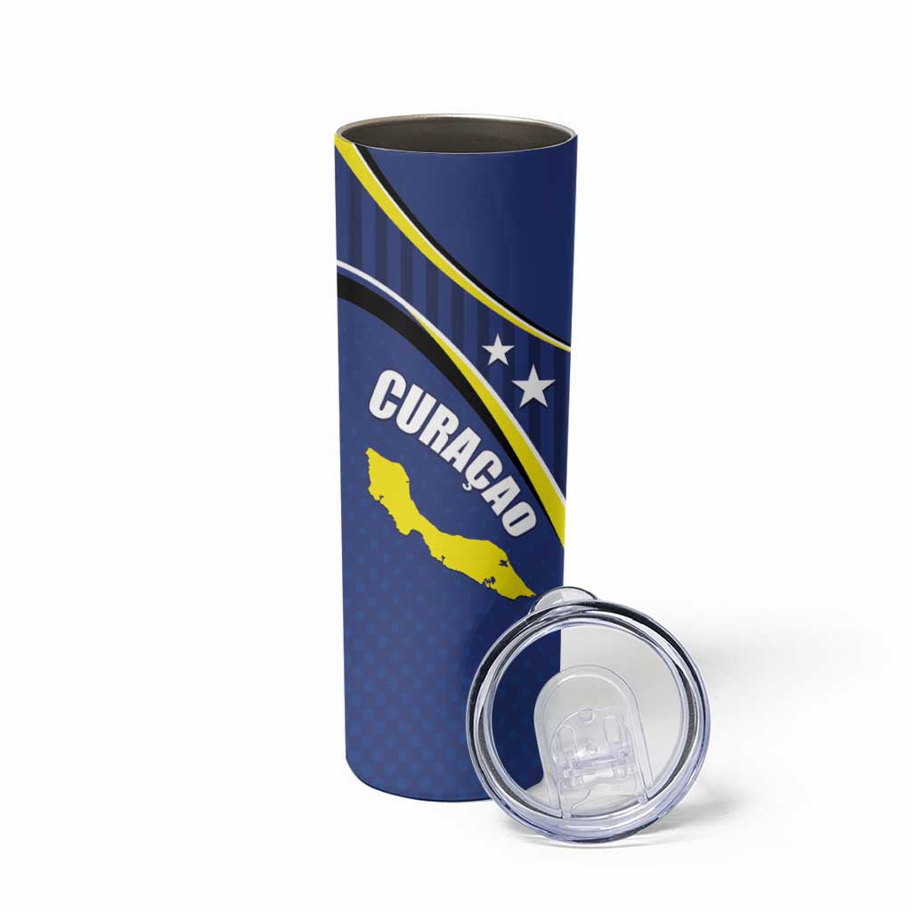 Curacao Flag Day Skinny Tumbler Korsou Map Simple Style