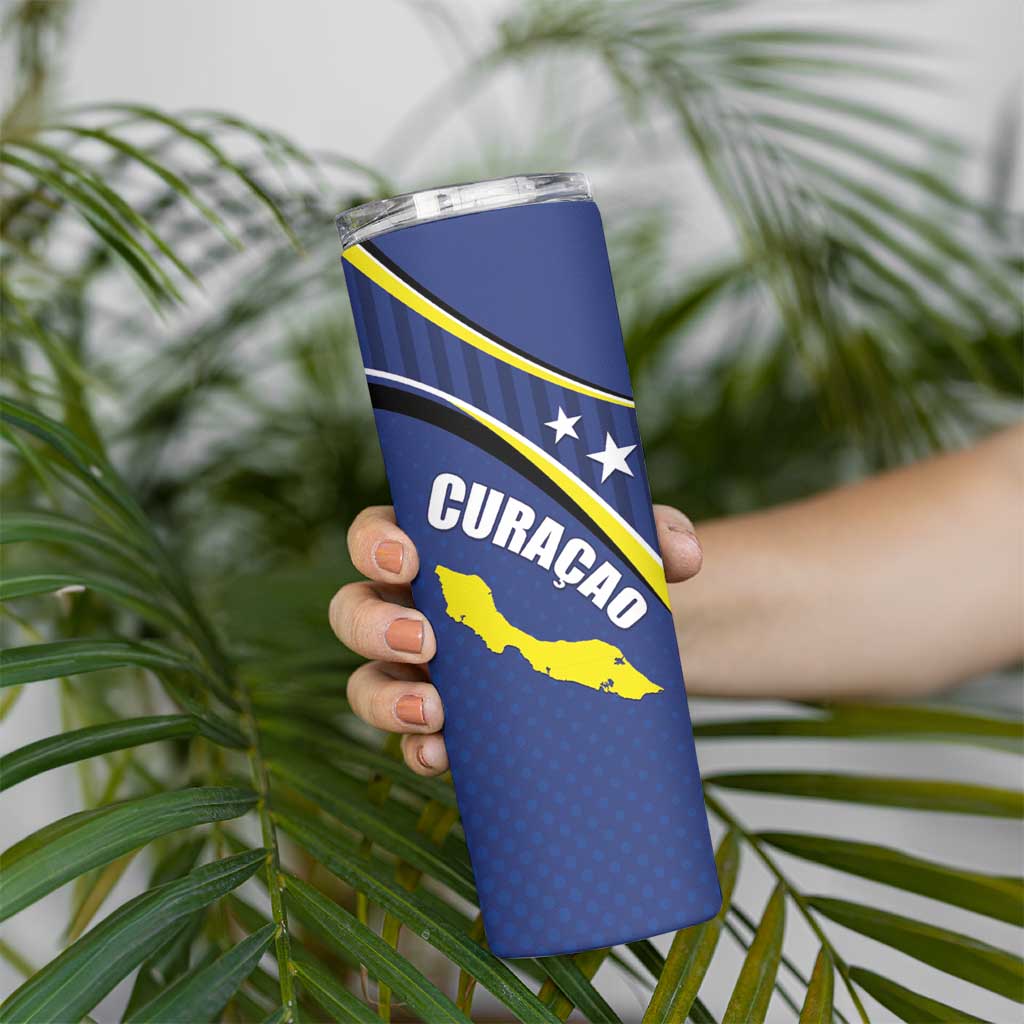 Curacao Flag Day Skinny Tumbler Korsou Map Simple Style