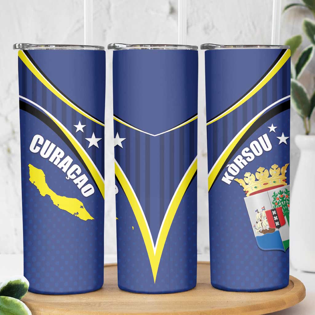 Curacao Flag Day Skinny Tumbler Korsou Map Simple Style