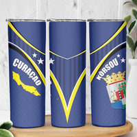 Curacao Flag Day Skinny Tumbler Korsou Map Simple Style