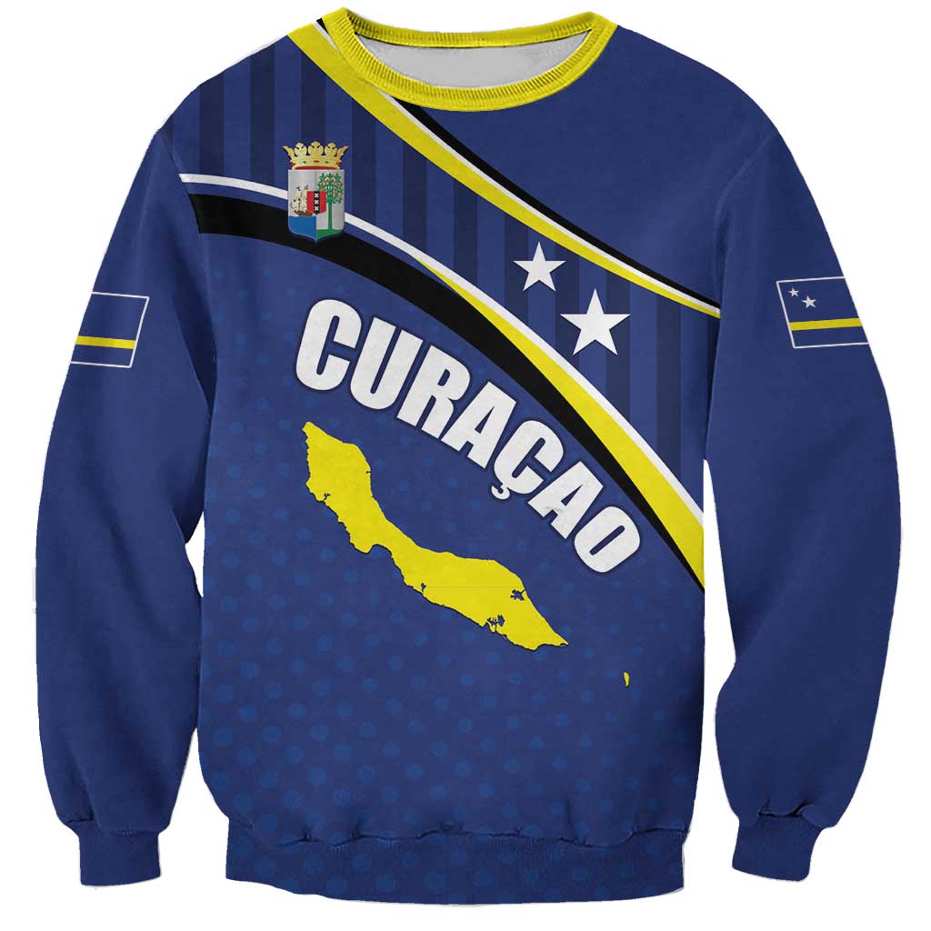 Curacao Flag Day Sweatshirt Korsou Map Simple Style