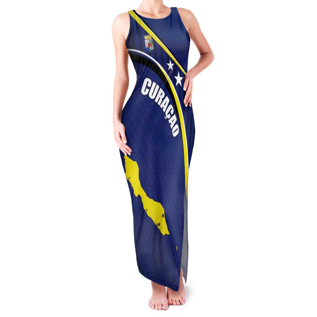 Curacao Flag Day Tank Maxi Dress Korsou Map Simple Style