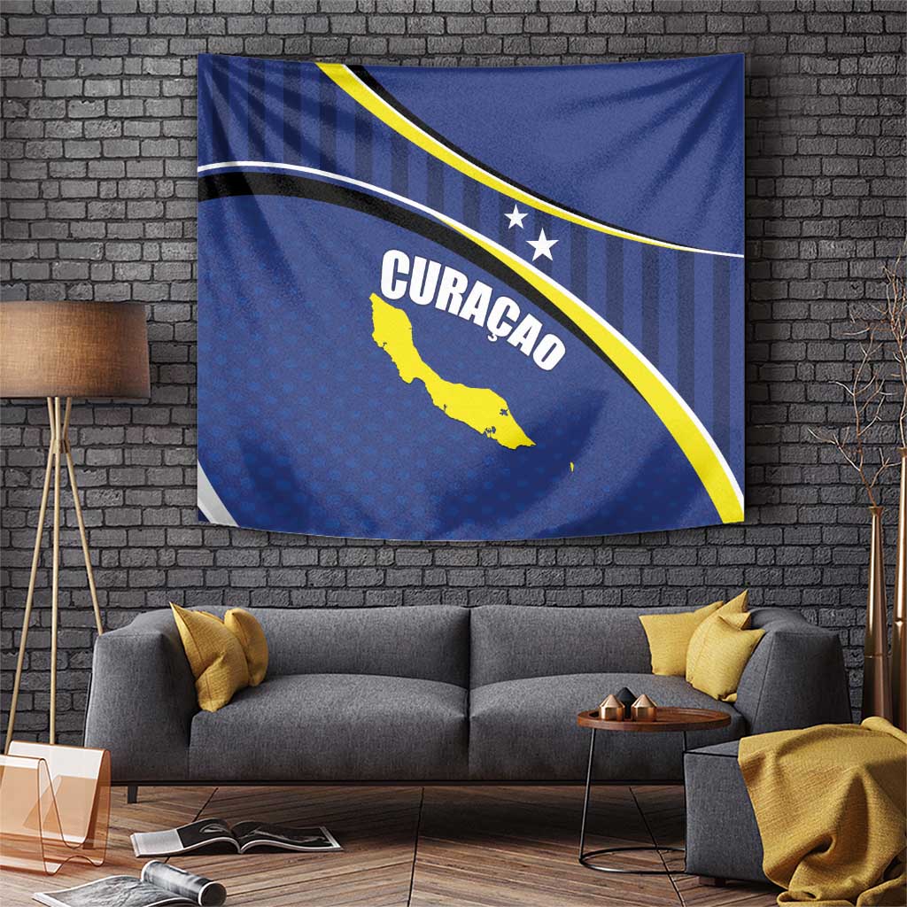 Curacao Flag Day Tapestry Korsou Map Simple Style