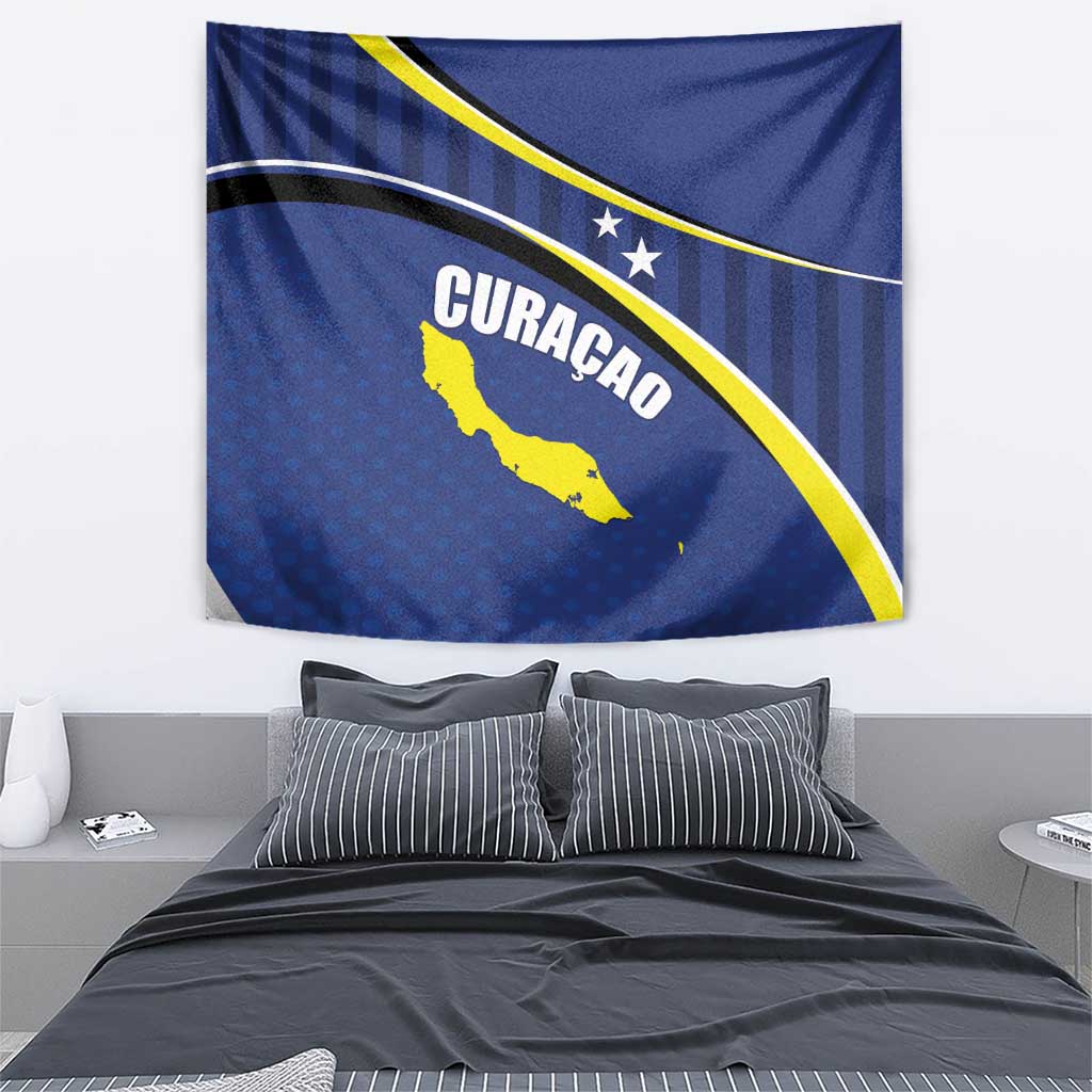 Curacao Flag Day Tapestry Korsou Map Simple Style