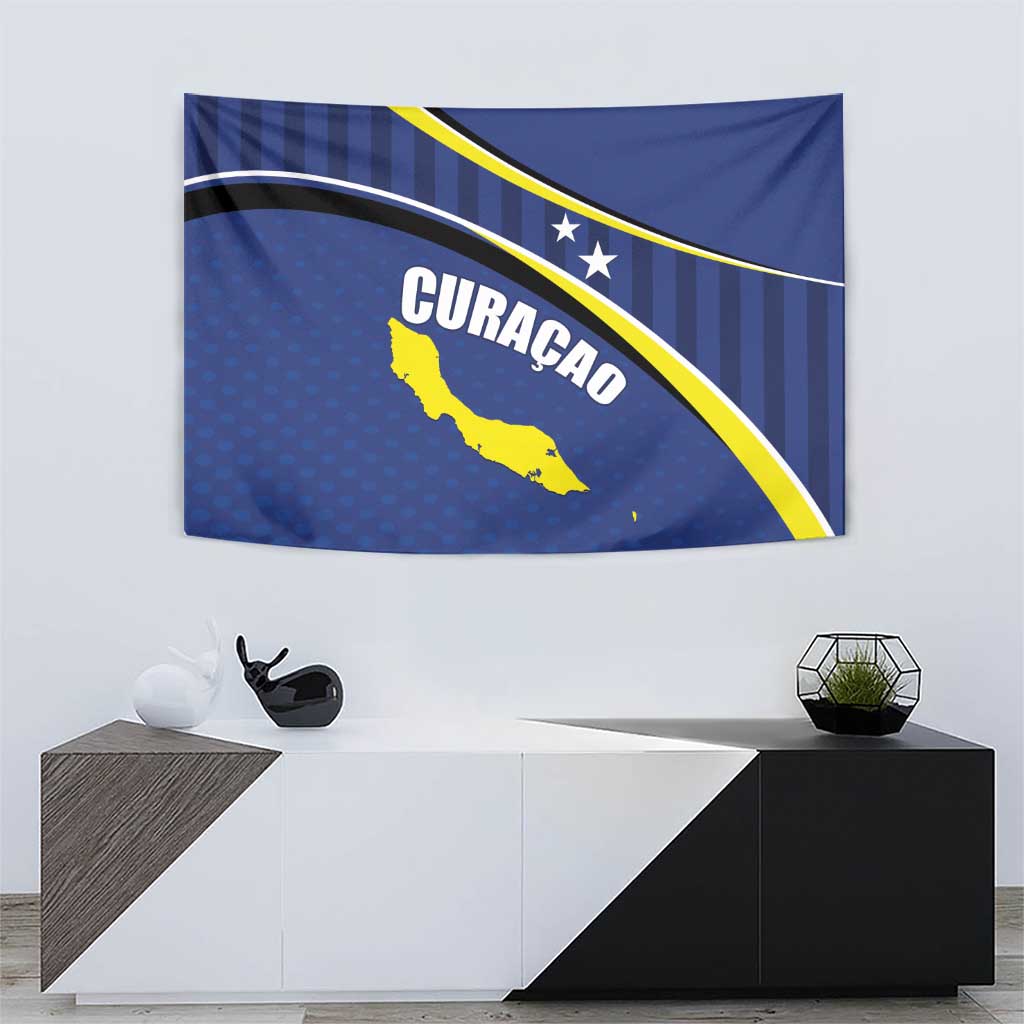 Curacao Flag Day Tapestry Korsou Map Simple Style