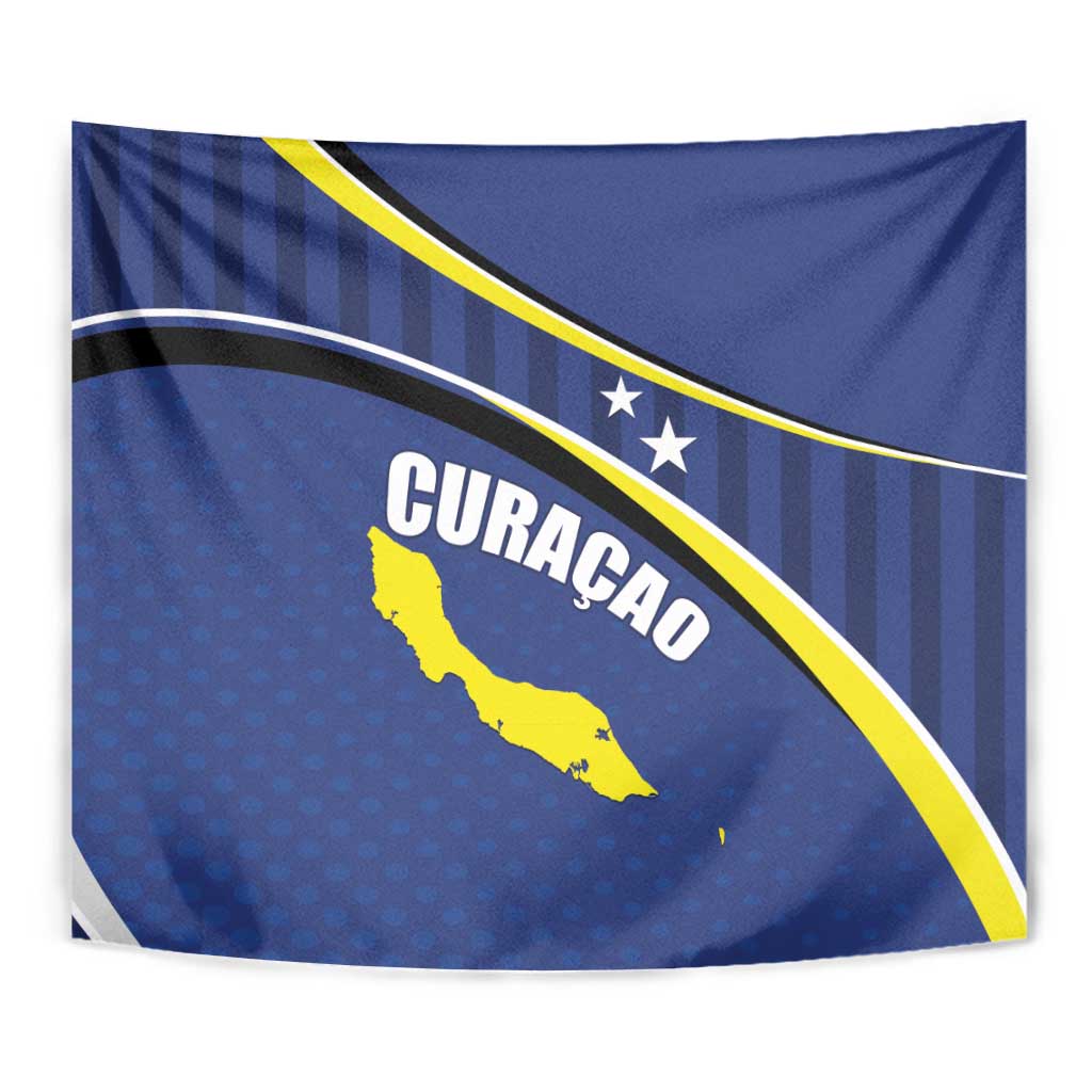 Curacao Flag Day Tapestry Korsou Map Simple Style