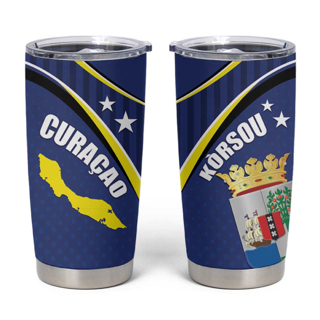 Curacao Flag Day Tumbler Cup Korsou Map Simple Style