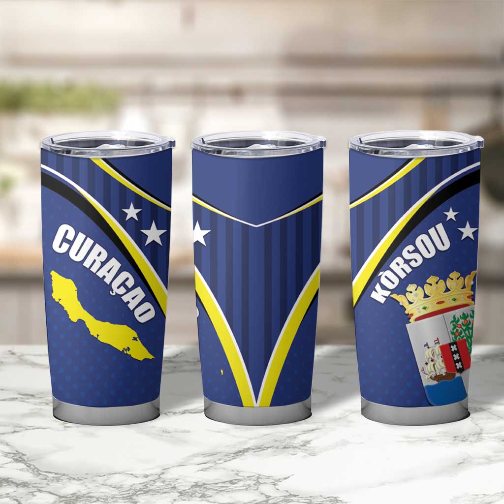 Curacao Flag Day Tumbler Cup Korsou Map Simple Style