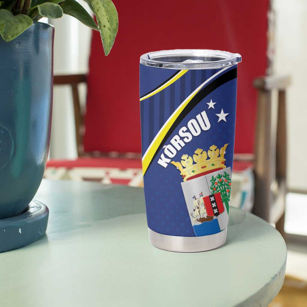 Curacao Flag Day Tumbler Cup Korsou Map Simple Style